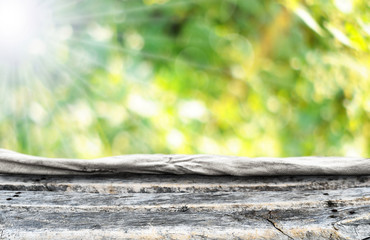 Empty wooden table background for display montages