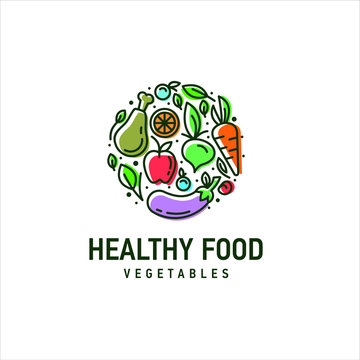 Healthy Vegetables Food Nature Vector Quality Outline 