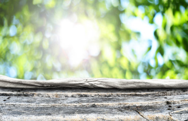 Empty wooden table background for display montages