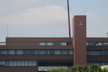 A clock tower in an university