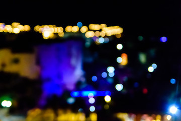 Abstract and blurred background of the city lights. Bokeh concept