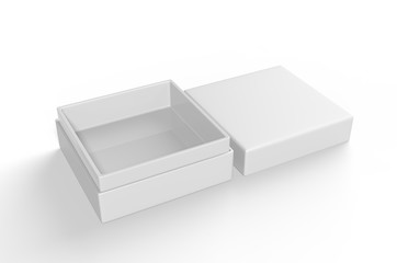 White blank luxury rigid neck box with inner foxing for branding presentation and mock up, 3d illustration.
