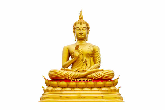 Golden Buddha on a white background