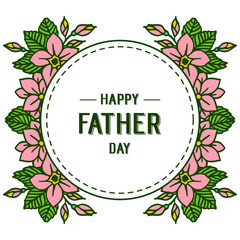 Vector illustration banner happy father day for crowd of pink flower frames