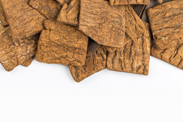 eucommia ulmoides piece on white