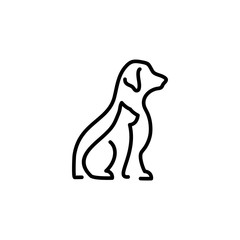 dog cat pet logo vector icon line art outline design
