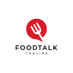food fork talk bubble icon concept vector logo design