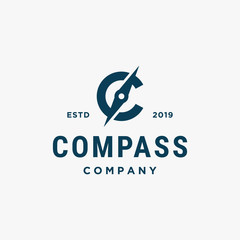 C letter for compass icon symbol vector logo design