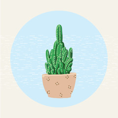 Vector illustration sketch. Element design. Hand drawn Cactus with Flat, cartoon style