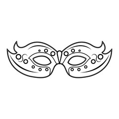 festive carnival party mask cartoon in black and white