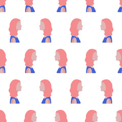 Seamless pattern with women faces