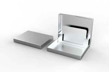 White blank rectangular hard cardboard gift card holder box for branding presentation and mock up template, 3d illustration.