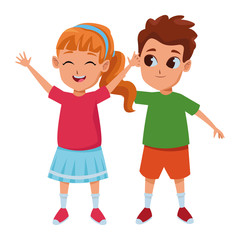 Kids friends playing and smiling cartoons