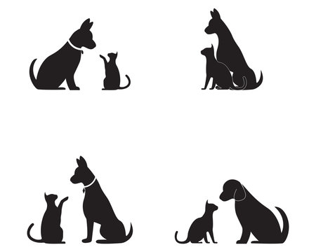 Cat and Dog vector silhouettes logo
