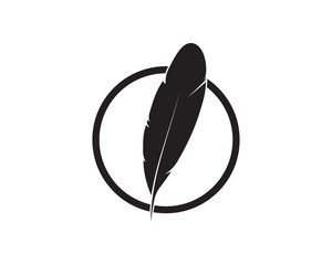 Feather pen write sign logo template