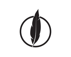 Feather pen write sign logo template
