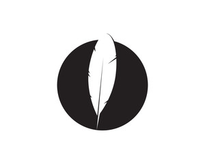 Feather pen write sign logo template