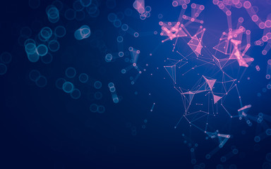 Abstract polygonal space low poly dark background, 3d rendering