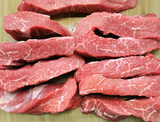 fresh sliced raw beef steak for sale