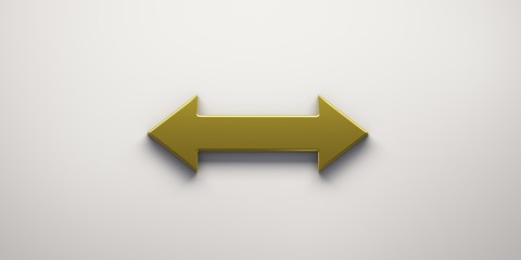 Turning arrow gold color. 3D icon rendering illustration
