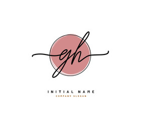 G H GH Beauty vector initial logo, handwriting logo of initial signature, wedding, fashion, jewerly, boutique, floral and botanical with creative template for any company or business.