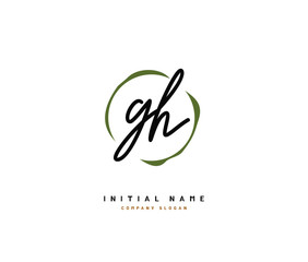 G H GH Beauty vector initial logo, handwriting logo of initial signature, wedding, fashion, jewerly, boutique, floral and botanical with creative template for any company or business.