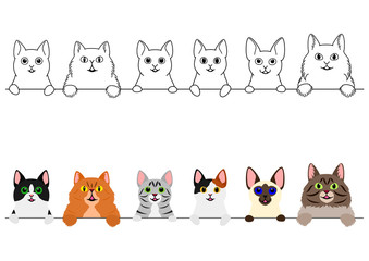 smiling cute cats border set