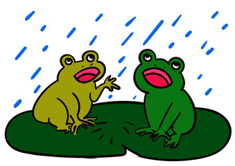 かえると雨