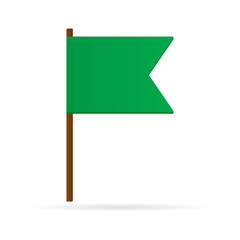 green flag set, pin icon, pointer, vector illustration