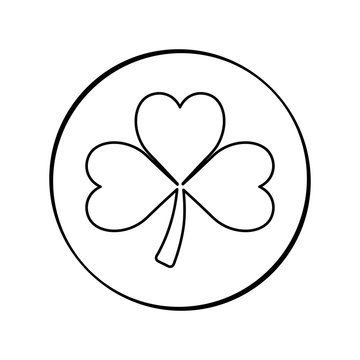 clover logo, heart, line button, vector illustration