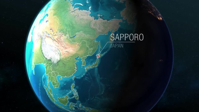 Japan - Sapporo - Zooming from space to earth