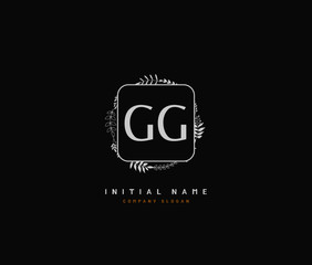G GG Beauty vector initial logo, handwriting logo of initial signature, wedding, fashion, jewerly, boutique, floral and botanical with creative template for any company or business.