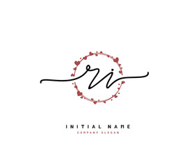 R I RI Beauty vector initial logo, handwriting logo of initial signature, wedding, fashion, jewerly, boutique, floral and botanical with creative template for any company or business.