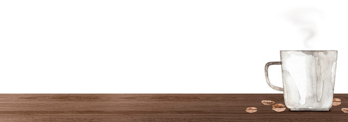 カフェでコーヒーとカフェラテ 背景 イラスト 水彩 Wall Mural Tada カフェでコーヒーとカフェラテ 背景 イラスト 水彩 Wall Mural Tada