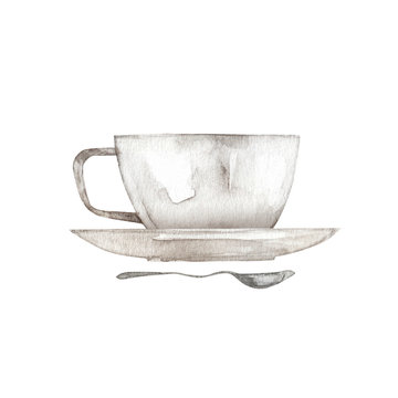 コーヒーや紅茶のカップ　水彩 イラスト
