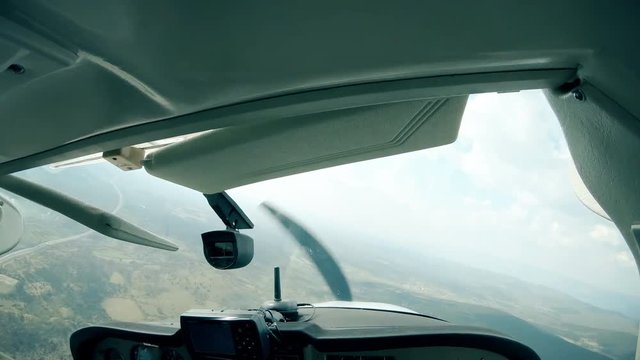 POV of copilot driving an airplane 4K