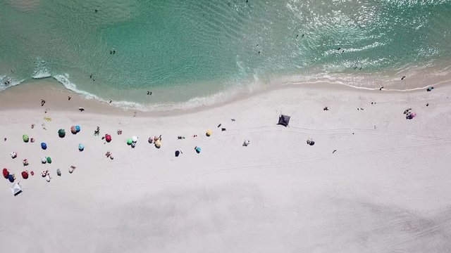 tropical beach, ocean, people, boats, rio de janeiro, drone view, blue ocean, aerial, south, brazilian, top, crystal, sand, sea, water, brazil, diving, mountain, cabo, natural, clear, america, atalaia