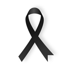 Black awareness ribbon on white background. melanoma symbol.