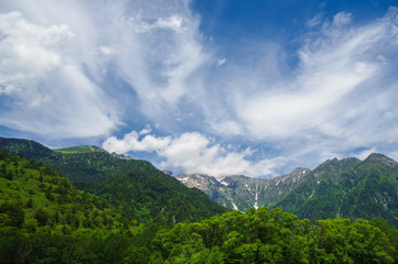Naklejka premium 上高地から見る穂高連峰