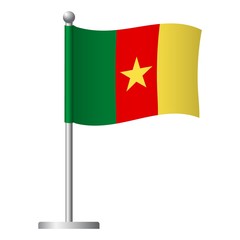Cameroon flag on pole icon