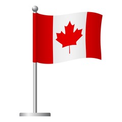 Fototapeta na wymiar Canada flag on pole icon