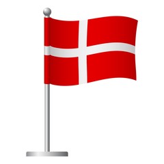 Denmark flag on pole icon