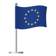 Europe EU flag on pole icon