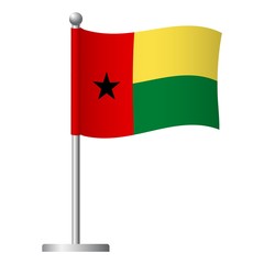 Guinea-Bissau flag on pole icon