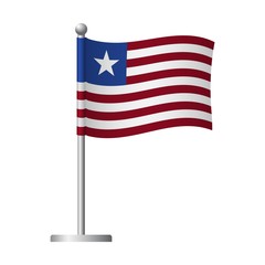 Fototapeta premium Liberia flag on pole icon
