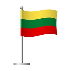 lithuania flag on pole icon