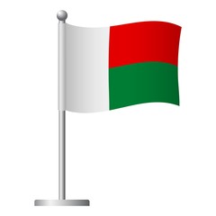 Madagascar flag on pole icon