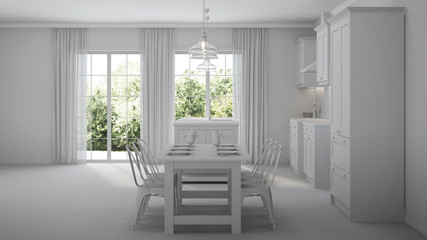 Modern house interior. Gray interior. 3D rendering.