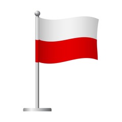 Fototapeta na wymiar Poland flag on pole icon