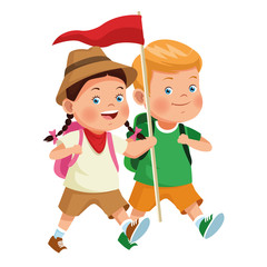 Kids and summer camp cartoons